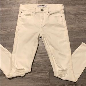 Express distressed knee white jean